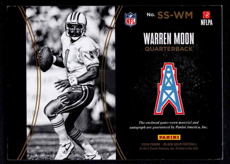 Warren Moon 2016 Black Gold Sizeable Signatures AUTOGRAPH GAME USED Auto 42 /99 view 2