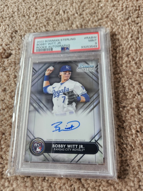 2022 Bobby Witt Jr Bowman Sterling Auto RC, PSA 9, Kansas City Royals view 2