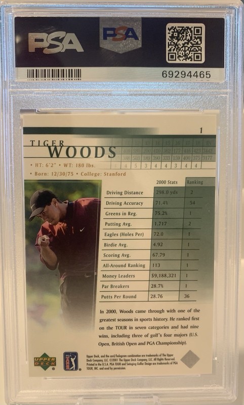 2001 Upper Deck - Tiger Woods #1 (RC) view 2
