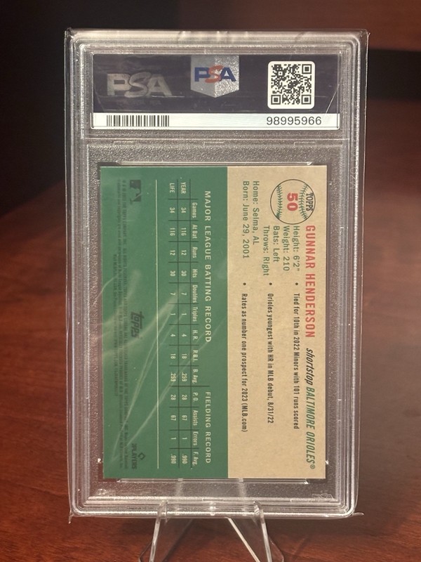 2023 Topps Chrome Platinum Anniversary #50 Gunnar Henderson (RC) PSA 10 view 2