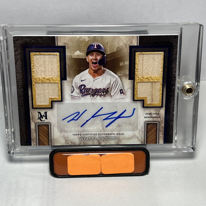 2025 Topps Museum Collection Wyatt Langford Quad Relic Auto /25 Game-Used Bat