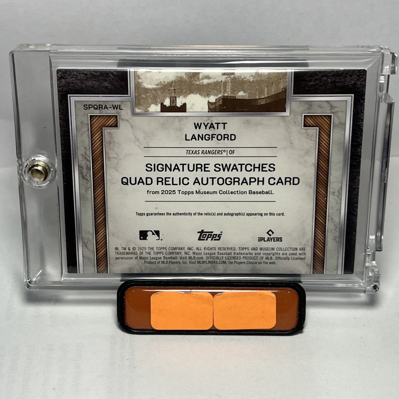 2025 Topps Museum Collection Wyatt Langford Quad Relic Auto /25 Game-Used Bat view 2