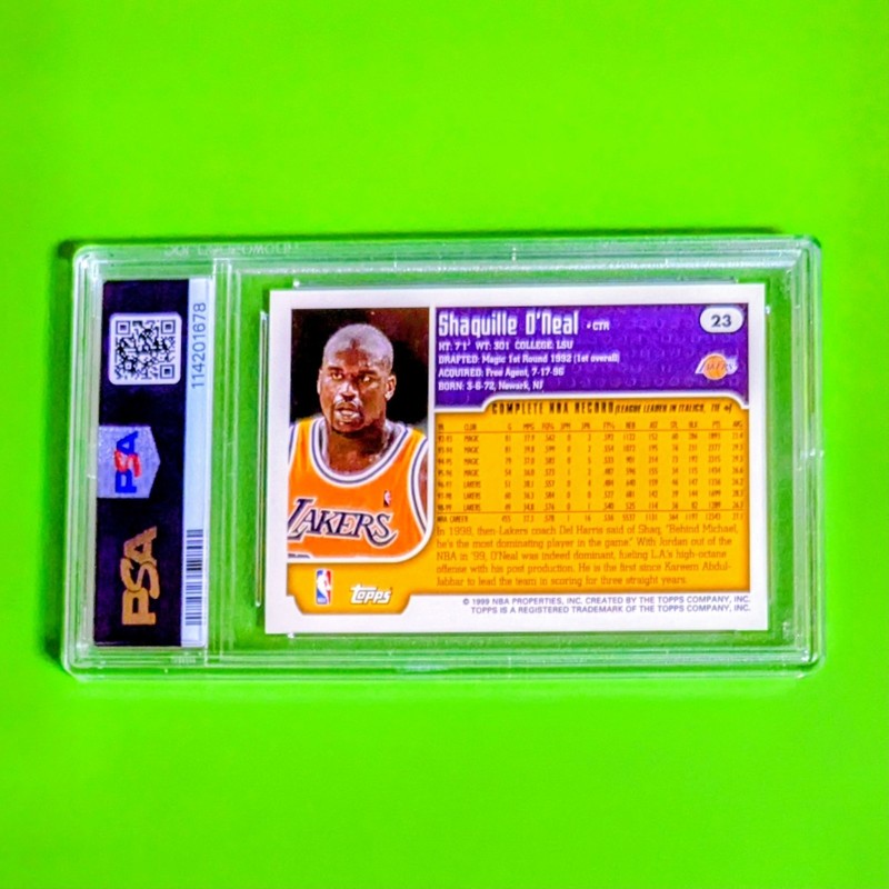 1999 TOPPS SHAQUILLE O'NEAL PSA 10 GEM MINT POP 53 #23 LAKERS MAGIC DRYING UP!!! view 2
