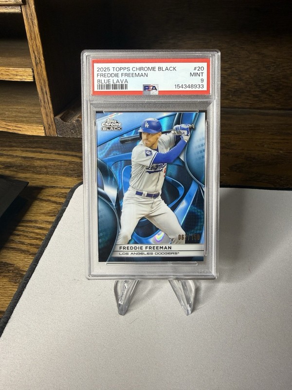 2025 Topps Chrome Black #20 Freddie Freeman Blue Lava /150 PSA 9