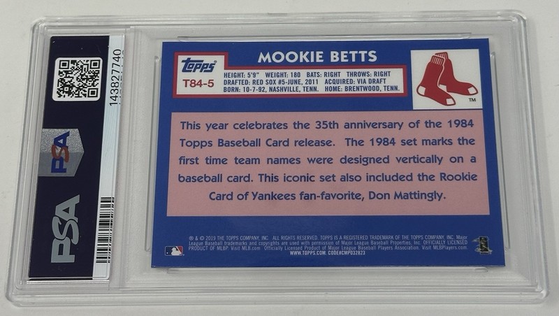 Mookie Betts 2019 Topps Silver Pack 1984 Chrome Promo #T84-5 PSA 10 GEM MT view 2