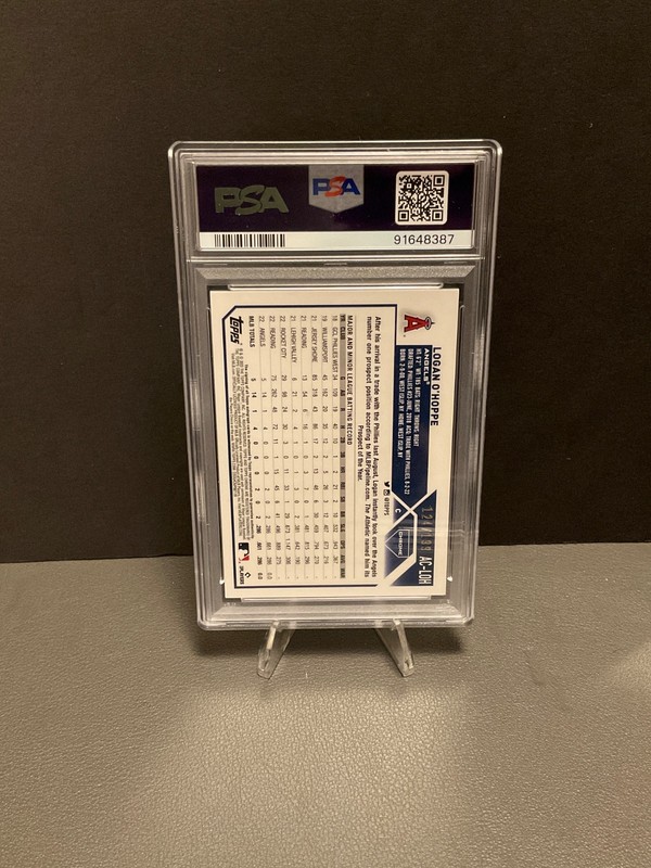 2023 Topps Chrome Update #ACLOH Logan O'Hoppe Auto Aqua Wave #/199 PSA 10 view 2