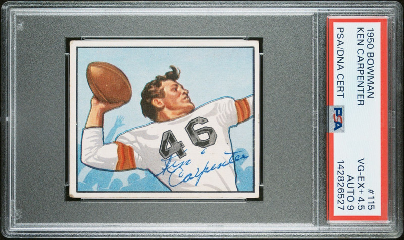 1950 Bowman Ken Carpenter Rookie Auto #115 PSA 4.5 / 9 - Cleveland Browns