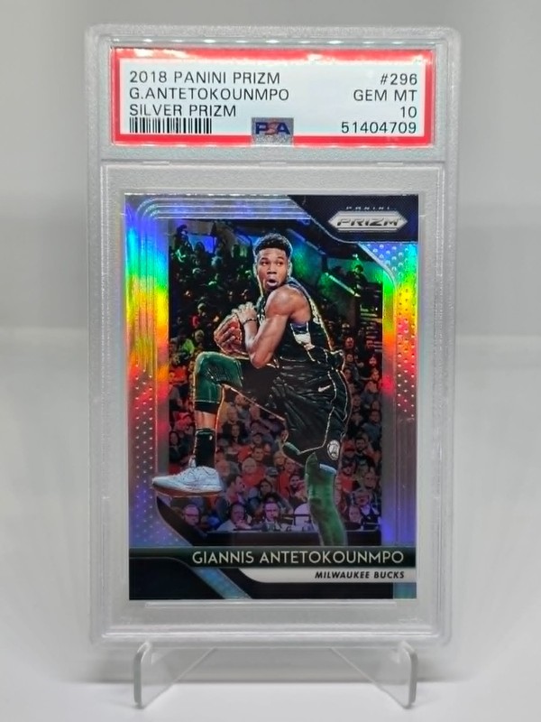 Giannis Antetokounmpo 2018 Panini Prizm Silver PSA 10 Milwaukee Bucks #296