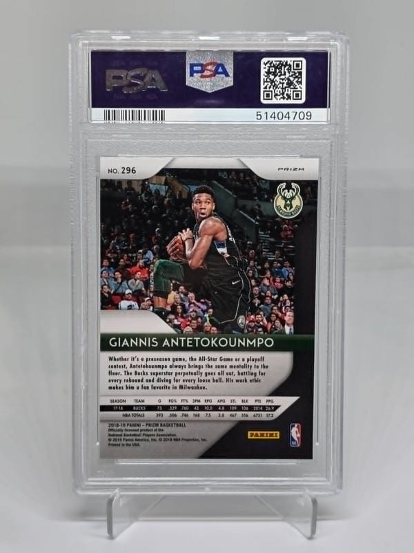 Giannis Antetokounmpo 2018 Panini Prizm Silver PSA 10 Milwaukee Bucks #296 view 2