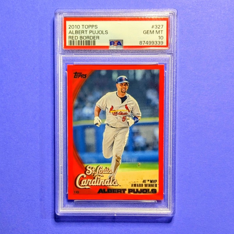 2010 TOPPS ALBERT PUJOLS PSA 10 RED BORDER #/299 CARDINALS COLOR MATCH SSP #327