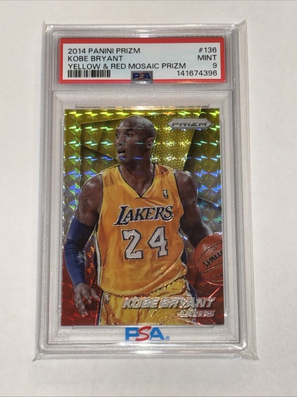 PSA 9 2014 Panini Prizm Kobe Bryant Yellow & Red Mosaic #136 🔥