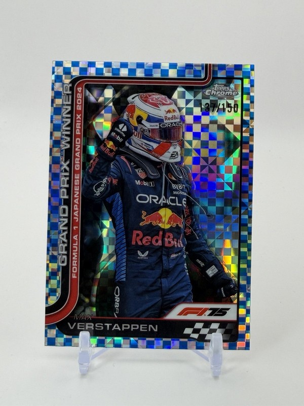 Max Verstappen 2025 Topps Chrome F1 #96 Blue Checker Flag /150 Red Bull Racing
