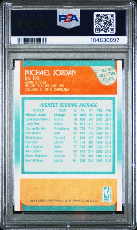 1988-89 Fleer - Fleer All Star Team Michael Jordan #120 PSA 5 view 2