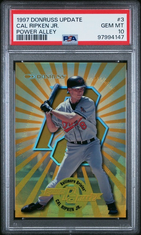 1997 Donruss Cal Ripken Jr. #3 Power Alley GOLD 588/1000 Orioles PSA 10