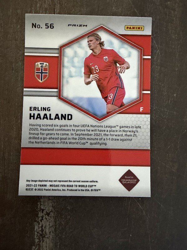 2021-22 Panini Mosaic FIFA World Cup - Erling Haaland Reactive Gold Mosaic Prizm view 2