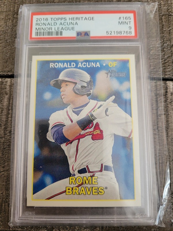 2016 TOPPS HERITAGE MINOR LEAGUE #165 RONALD ACUNA JR. RC PSA 9