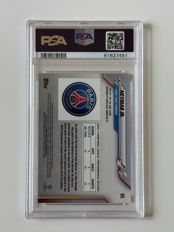 2019 Topps Chrome UCL Sapphire Edition #96 Neymar Jr PSA 10 view 2