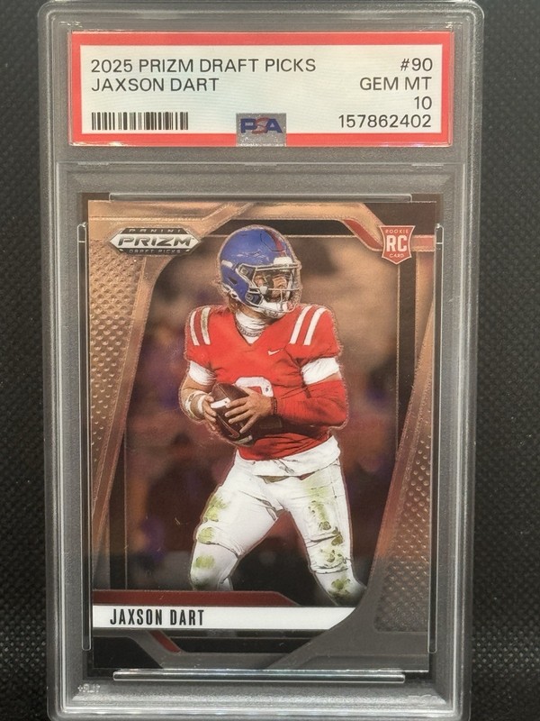 2025 Prizm Draft Picks Jaxson Dart #90 PSA 10 Rookie RC Gem Mint Giants view 2