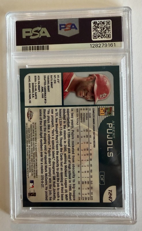 Topps 2001 Chrome Traded Albert Pujols Rookie #T247 PSA 9 Cardinals view 2