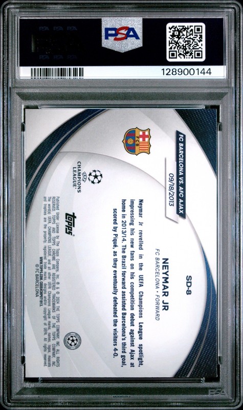 2023-24 TOPPS CHROME UEFA STARBALL DEBUT #SD8 NEYMAR BLACK LAVA REFRACTOR PSA 9 view 2
