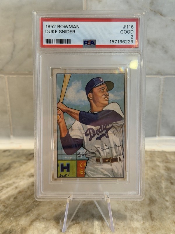 DUKE SNIDER 1952 BOWMAN BASEBALL CARD #116 PSA 2 GOOD BROOKLYN DODGERS HOF