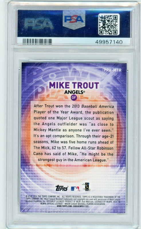 2014 Mike Trout Topps Update Power Players #MTR Mint PSA 10 view 2