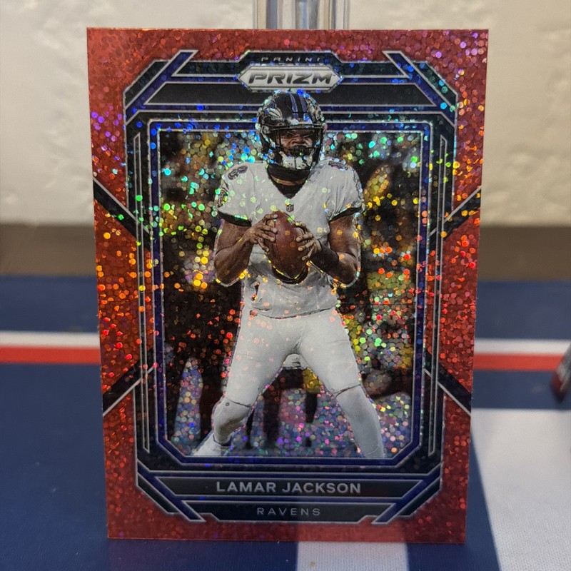 2022 Panini Prizm - Lamar Jackson - Red Sparkle - Baltimore Ravens