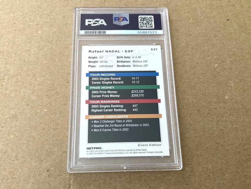 2003 NETPRO ELITE EVENT EDITION RAFAEL NADAL #E27 RC PSA 10 view 2