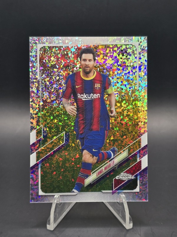 2020-21 Topps Chrome UEFA Lionel Messi #1 Speckle Refractor Barcelona