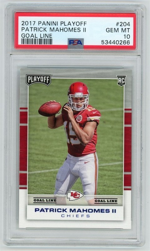Panini 2017 Playoff Patrick Mahomes RC Rookie GOAL LINE #204 PSA 10