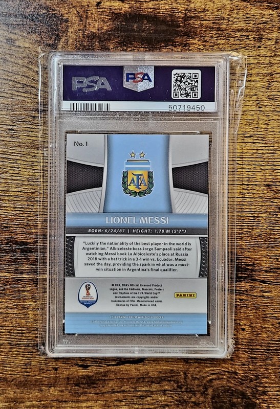 2019 Panini Prizm World Cup Argentina Lionel Messi PSA 9 #1 view 2
