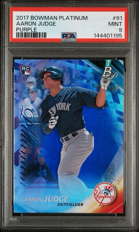 2017 Bowman Platinum Aaron Judge Rookie Purple /250 #91 PSA 9