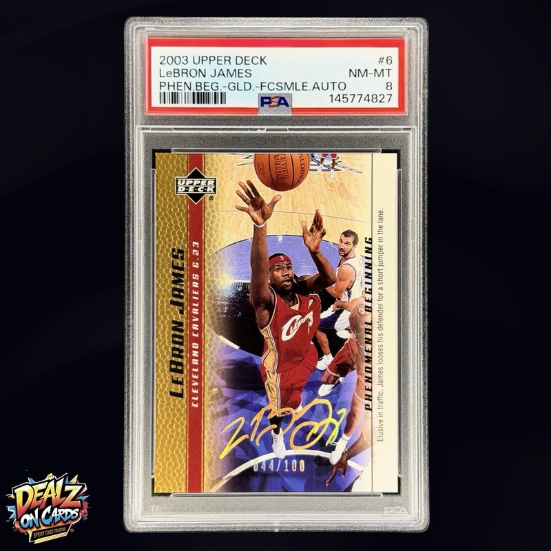 2003 Upper Deck LeBron James Phenomenal Gold Rookie Auto /100 Facsimile PSA 8 RC