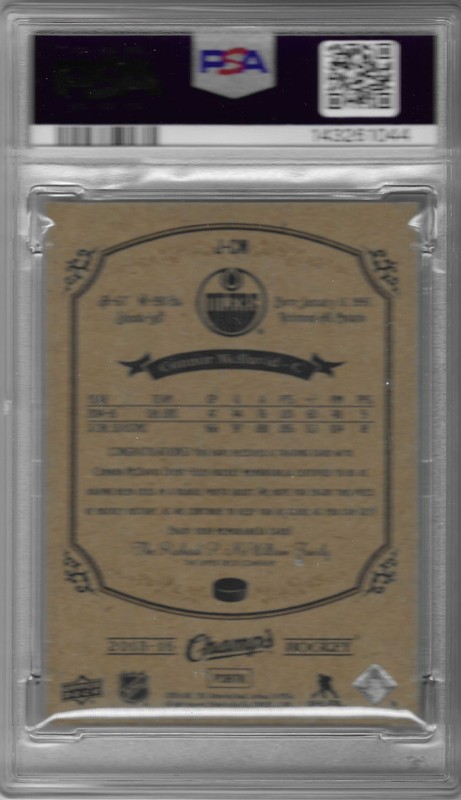 2015 Upper Deck Champs #J-CM Connor McDavid Rookie Jersey Relics RC PSA 8 view 2