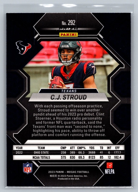 2023 Panini Mosaic CJ Stroud Green Rookie view 2