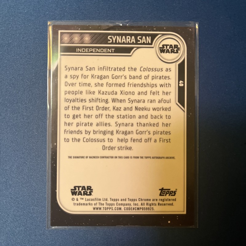 Topps Chrome Star Wars Synara San Auto view 2