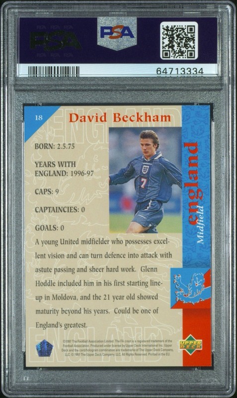 1997-98 Upper Deck England - The Squad David Beckham #18 PSA 10 Pop 47 view 2