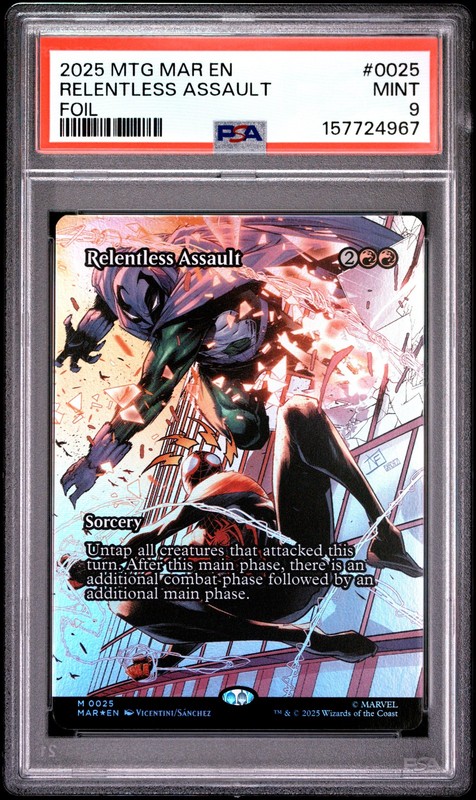 2025 Magic The Gathering Marvel's Spider-Man #0025 Relentless Assault Foil  PSA9