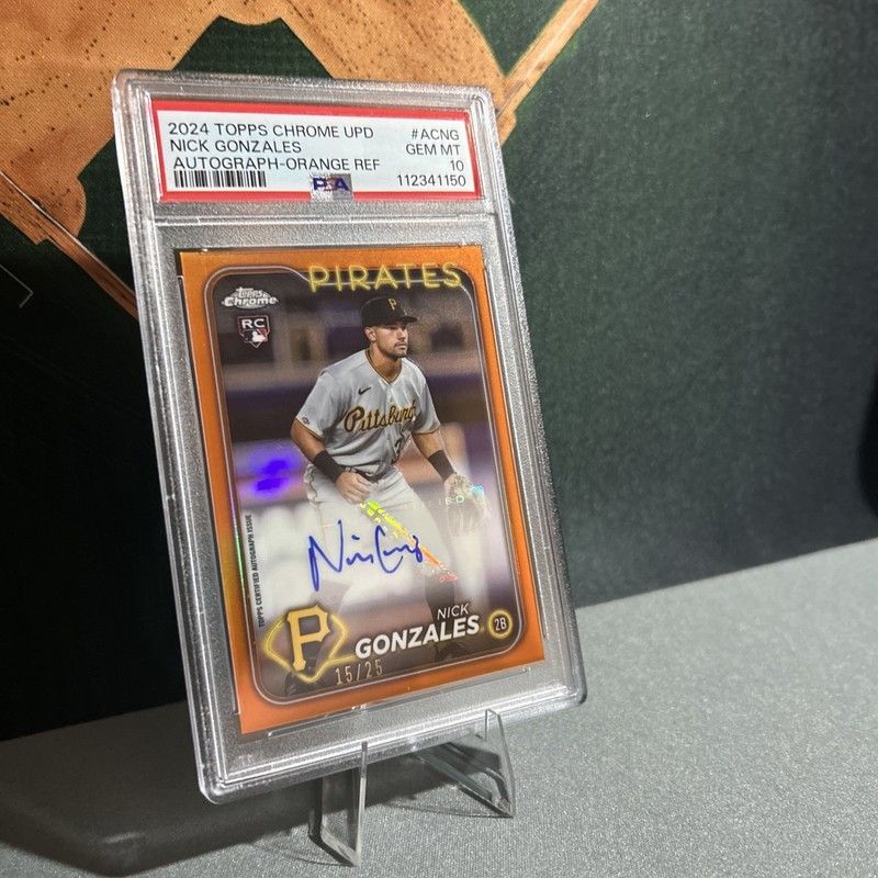 2024 Topps Chrome Update Nick Gonzales #AC-NG RC True Orange Auto /25 PSA 10 💎 view 2