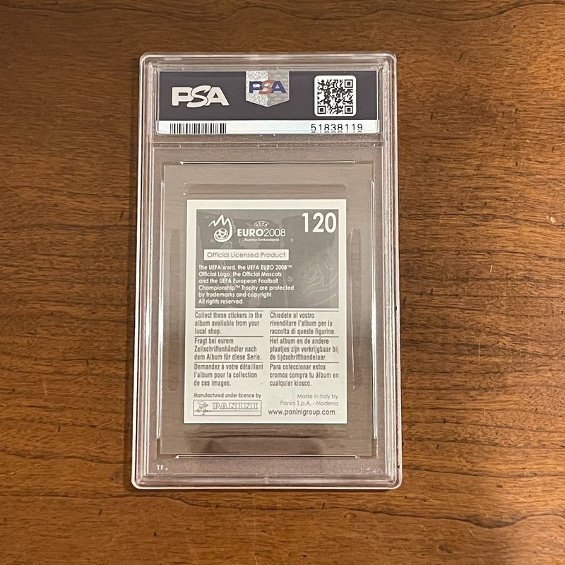 2008 Panini UEFA Christiano Ronaldo Euro Sticker PSA 6 #120  PSA 6 view 2