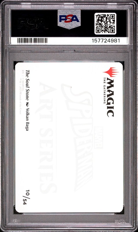 2025 Magic The Gathering Marvel'S Spider-Man Art Series #10 The Soul Stone PSA10 view 2