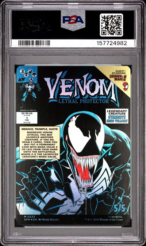 2025 Magic The Gathering Marvel Spider-Man #0233 Eddie/Venom Foil PSA10 view 2