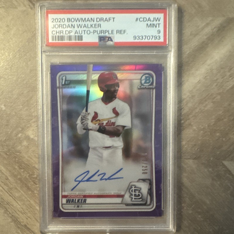2020 Bowman Draft Jordan Walker Auto Purple Refractor PSA /250 STL Cardinals