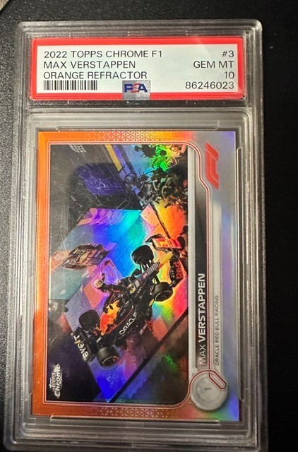 2022 Topps Chrome Formula 1 - F1 Racers Max Verstappen #3 Orange Refrac PSA 10