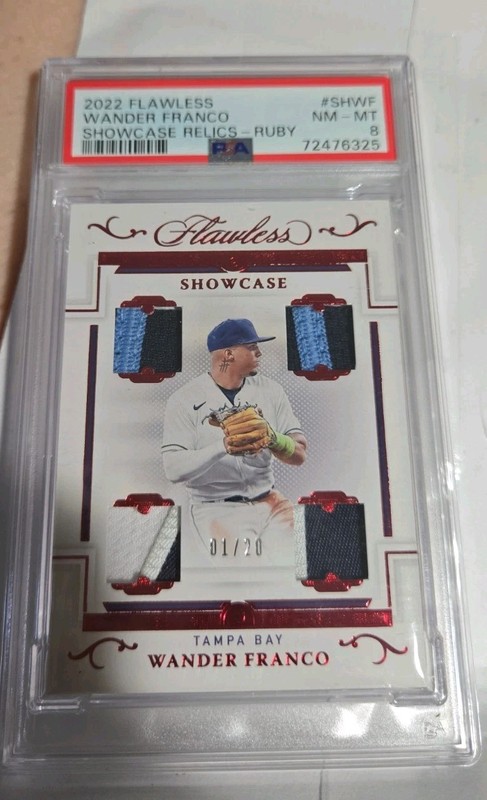 2022 Flawless Showcase Wander Franco quad 4 game worn patches 1/20 PSA NM-MT 8