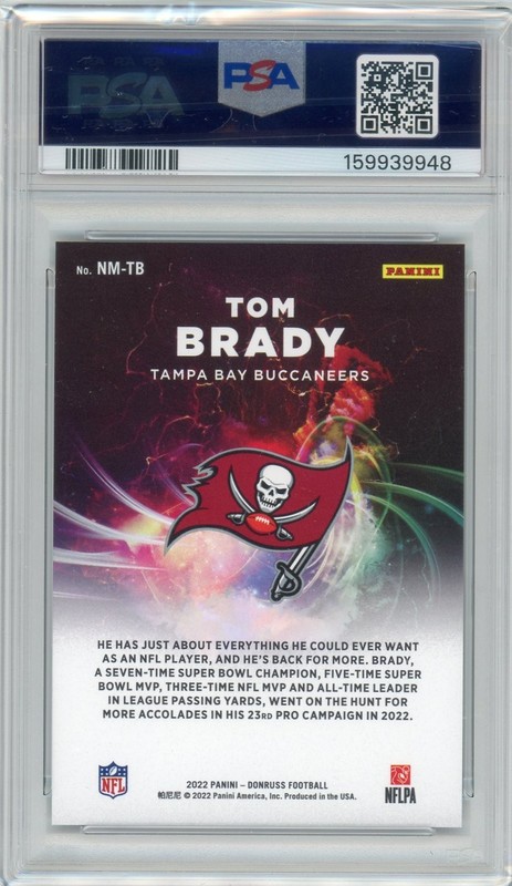 PSA 9 2022 Donruss Football Tom Brady Night Moves Case Hit SP NM-TB view 2