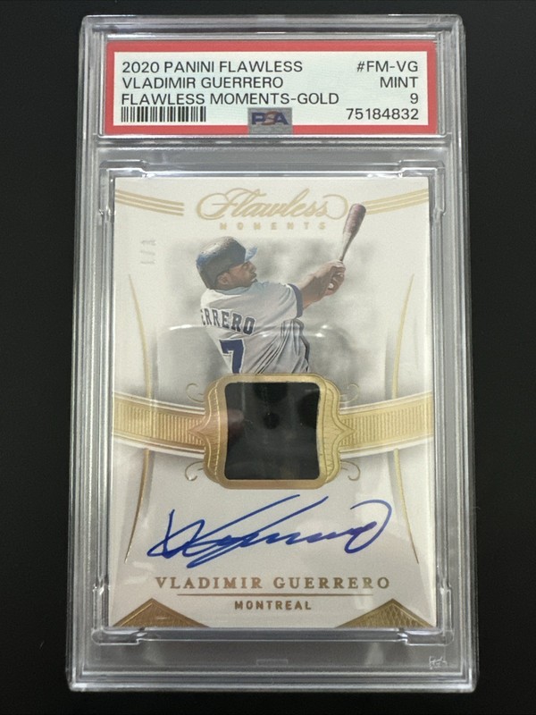 2020 Flawless Vladimir Guerrero Flawless Moments Gold Patch Auto SP /3 PSA 9
