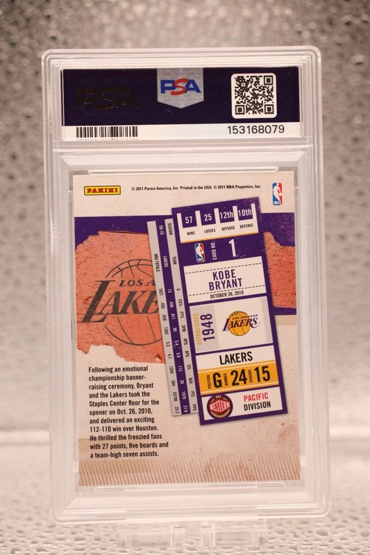 2010 Playoff Contenders Patches - Kobe Bryant #1 PSA 9 MINT - Los Angeles Lakers view 2