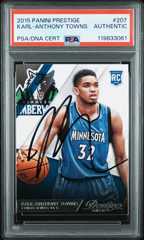 KARL ANTHONY TOWNS 2015-16 PANINI PRESTIGE ROOKIE AUTO TIMBERWOLVES PSA DNA