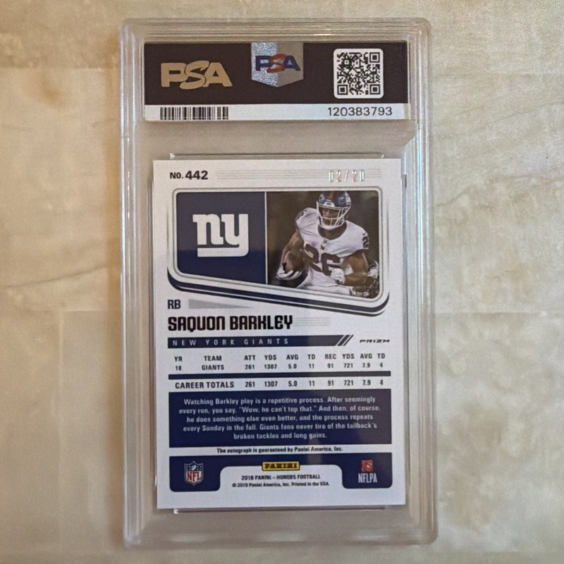 🔥SAQUON BARKLEY ROOKIE AUTO PSA 10🔥2018 Panini Honors Score  Artist Proof view 2
